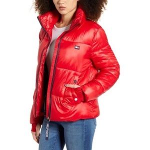 tommy hilfiger sport cropped puffer thumbhole coat